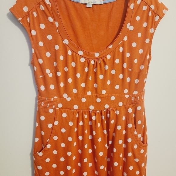 Boden | Women's Orange & White Polka Dot Weekend Jersey Dress (US Size 6P) - Picture 6 of 11